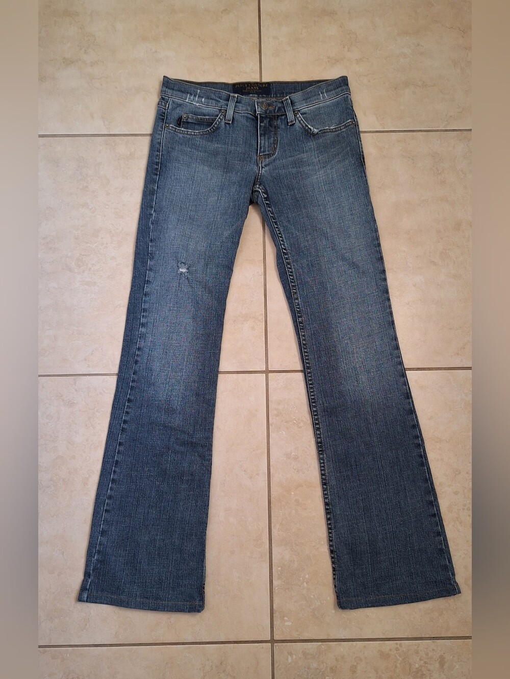 Juicy Couture Y2K Low Rise Jeans Hipster Bootcut Flare Blue Vintage Womens 24